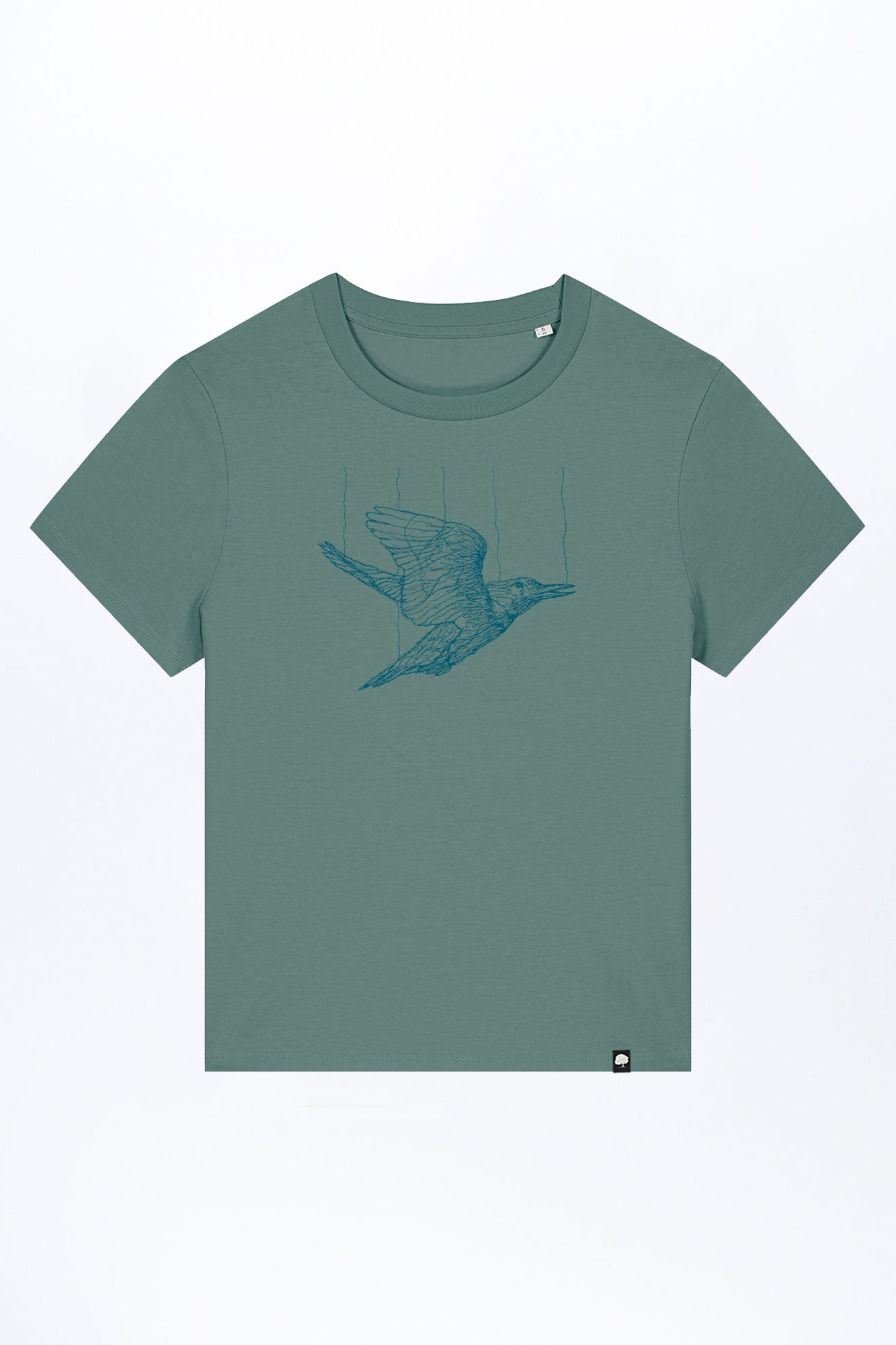 W-STTW172-Basic-T-Shirt-aus-Bio-Baumwolle-Bedrucktes-Design-Freedom-Bird-Green-Bay