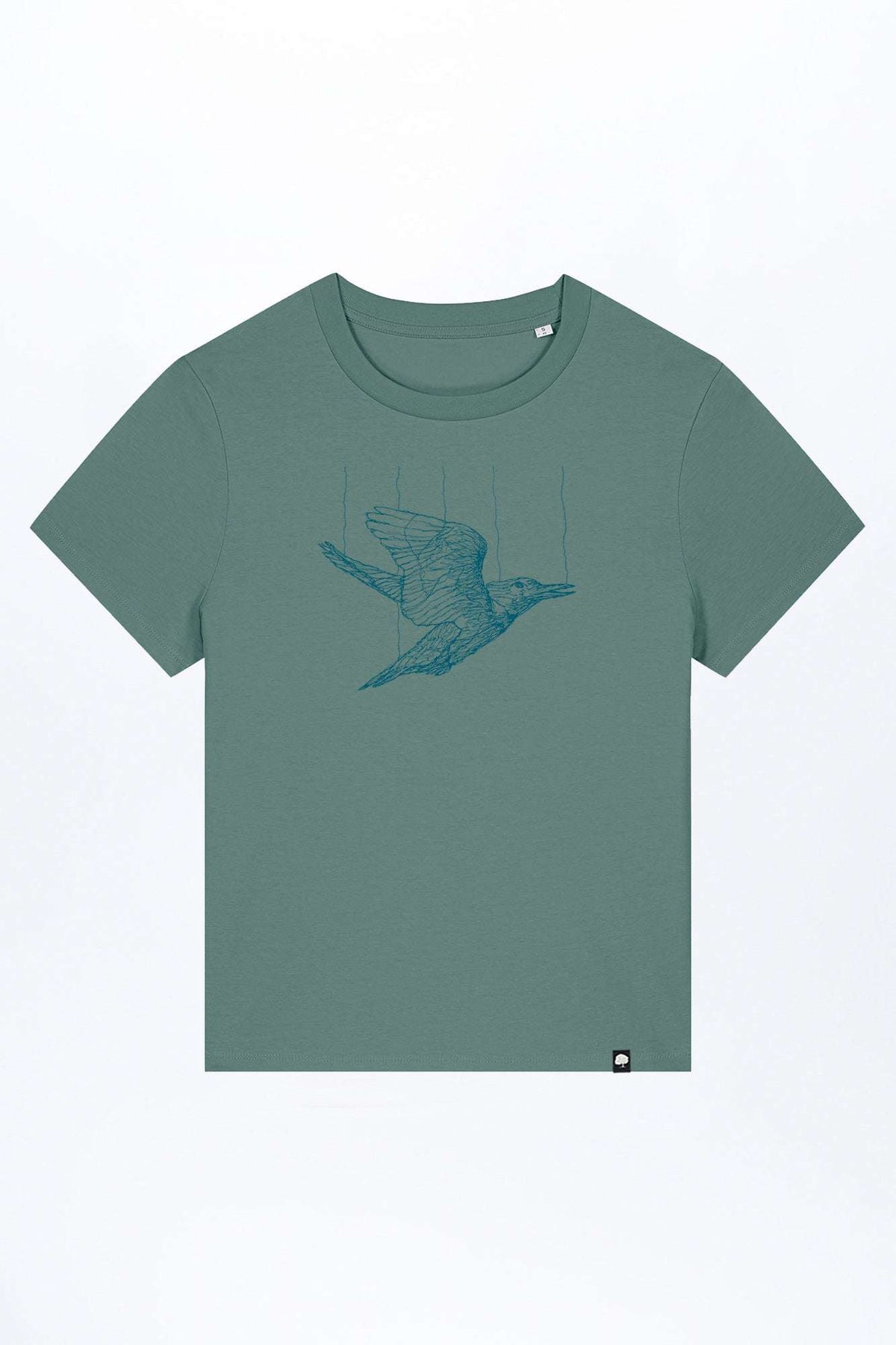 W-STTW172-Basic-T-Shirt-aus-Bio-Baumwolle-Bedrucktes-Design-Freedom-Bird-Green-Bay