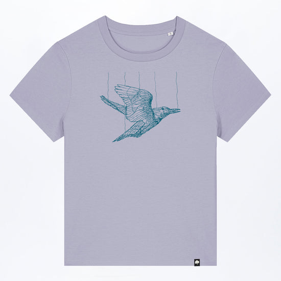 W-STTW172-Basic-T-Shirt-aus-Bio-Baumwolle-Bedrucktes-Design-Freedom-Bird-Lavender
