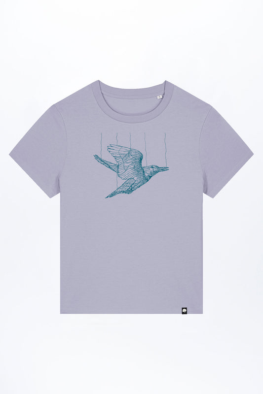 W-STTW172-Basic-T-Shirt-aus-Bio-Baumwolle-Bedrucktes-Design-Freedom-Bird-Lavender