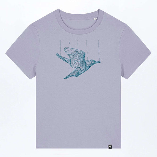 W-STTW172-Basic-T-Shirt-aus-Bio-Baumwolle-Bedrucktes-Design-Freedom-Bird-Lavender