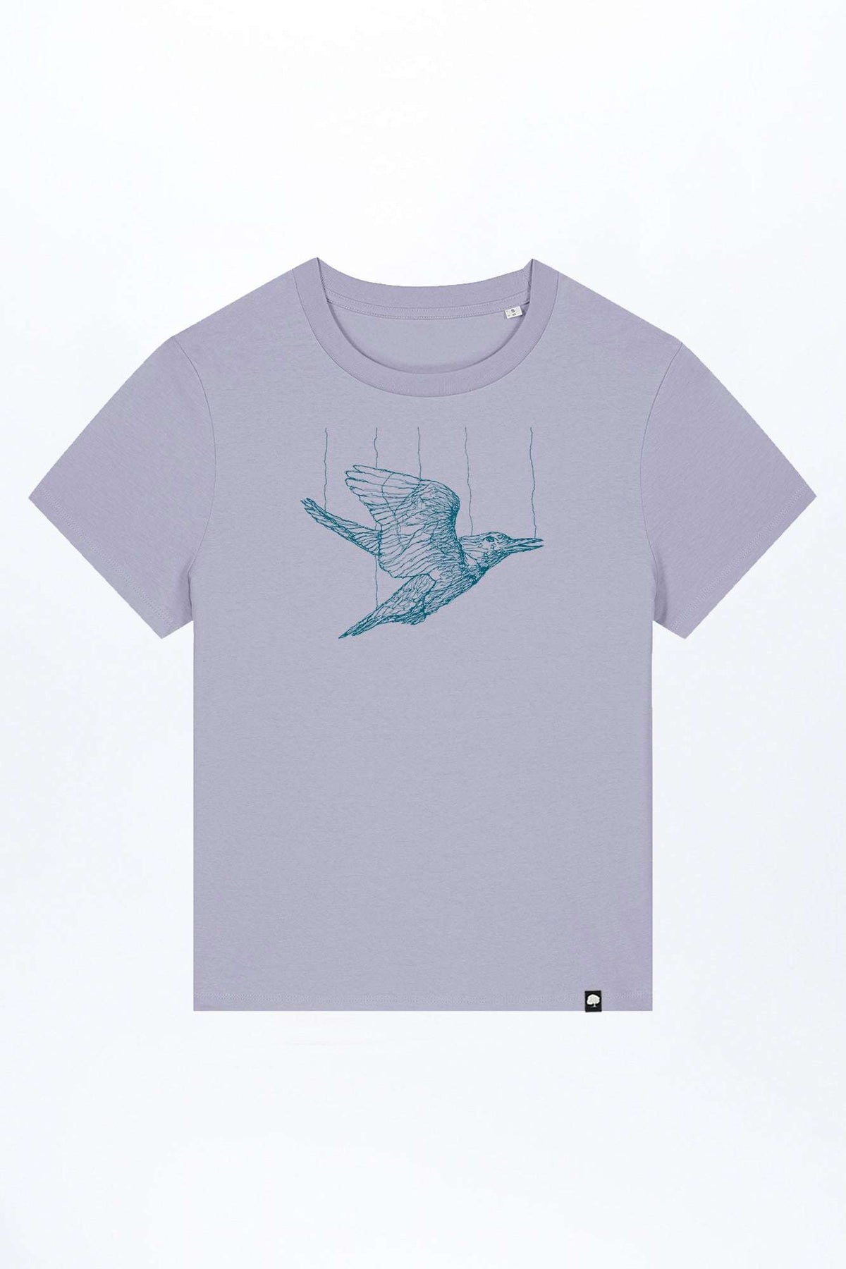 W-STTW172-Basic-T-Shirt-aus-Bio-Baumwolle-Bedrucktes-Design-Freedom-Bird-Lavender