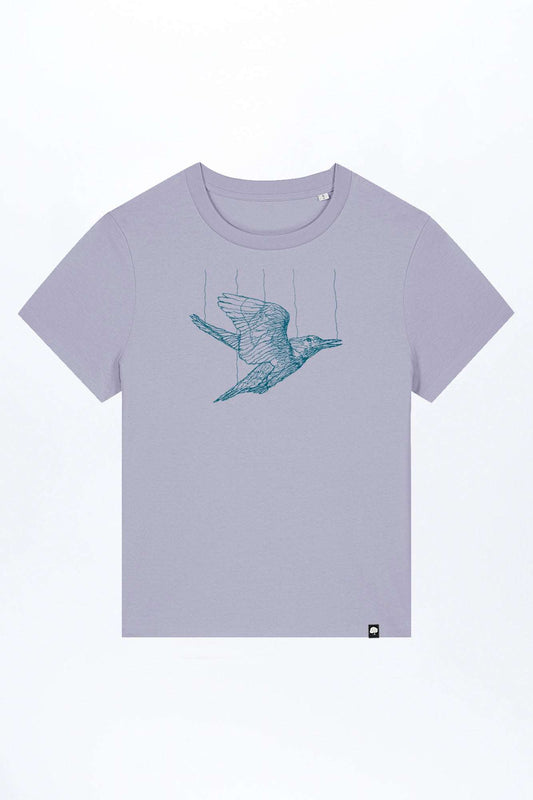 W-STTW172-Basic-T-Shirt-aus-Bio-Baumwolle-Bedrucktes-Design-Freedom-Bird-Lavender