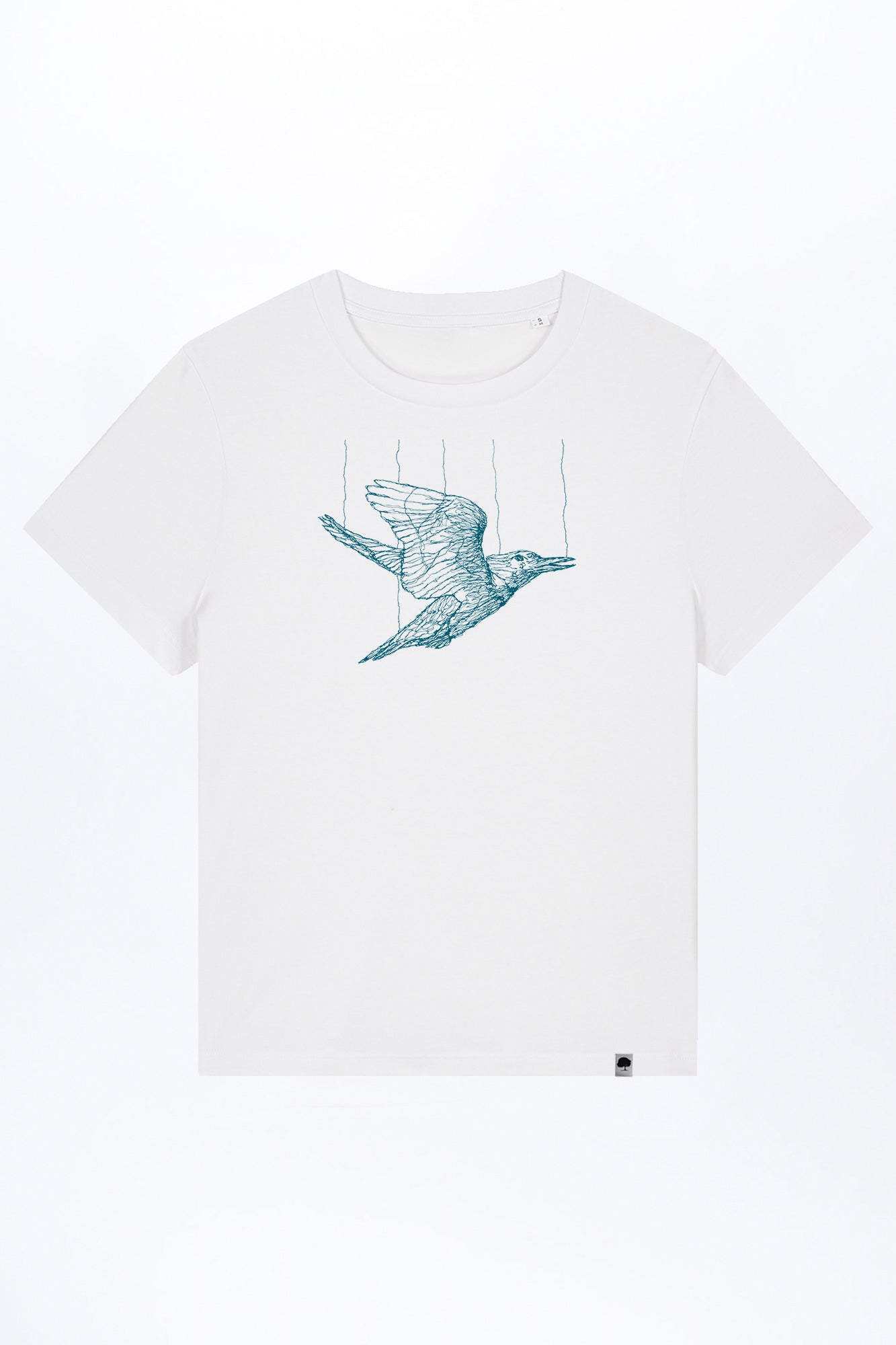 W-STTW172-Basic-T-Shirt-aus-Bio-Baumwolle-Bedrucktes-Design-Freedom-Bird-White