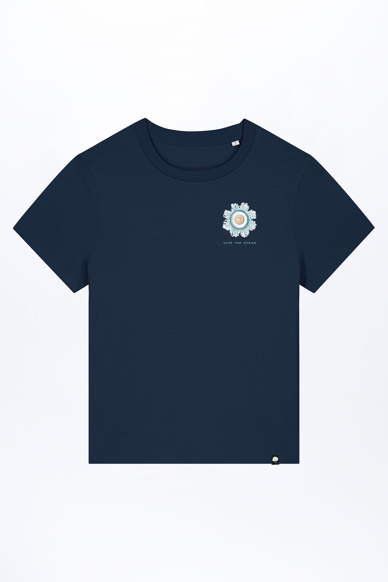 W-STTW172-Basic-T-Shirt-aus-Bio-Baumwolle-Bedrucktes-Design-Save-the-ocean-French-Navy