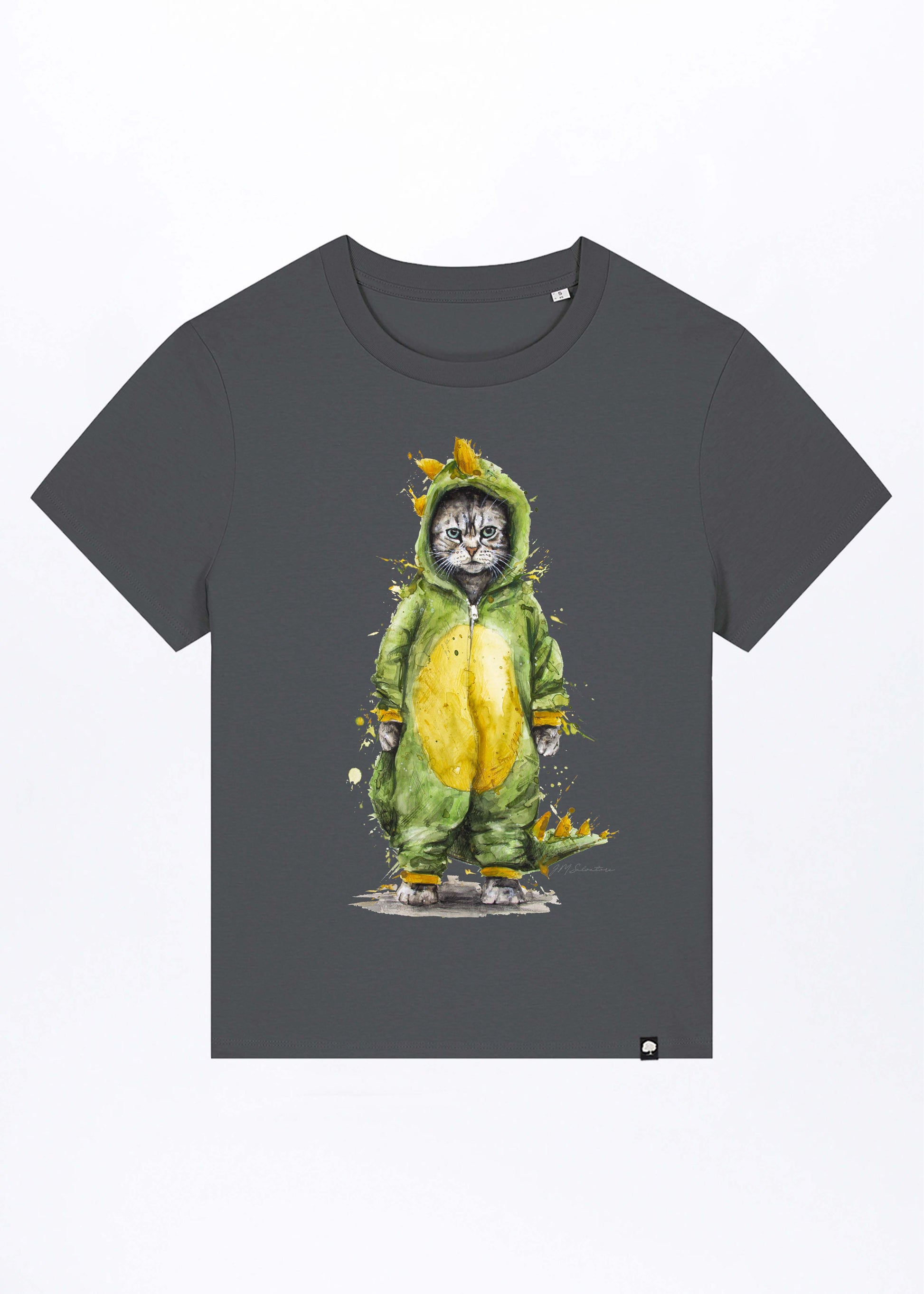 W-STTW172-Cat-Fight-Basic-T-Shirt-aus-Bio-Baumwolle-Oekomode-CASSIMA-Anthracite-Vorne
