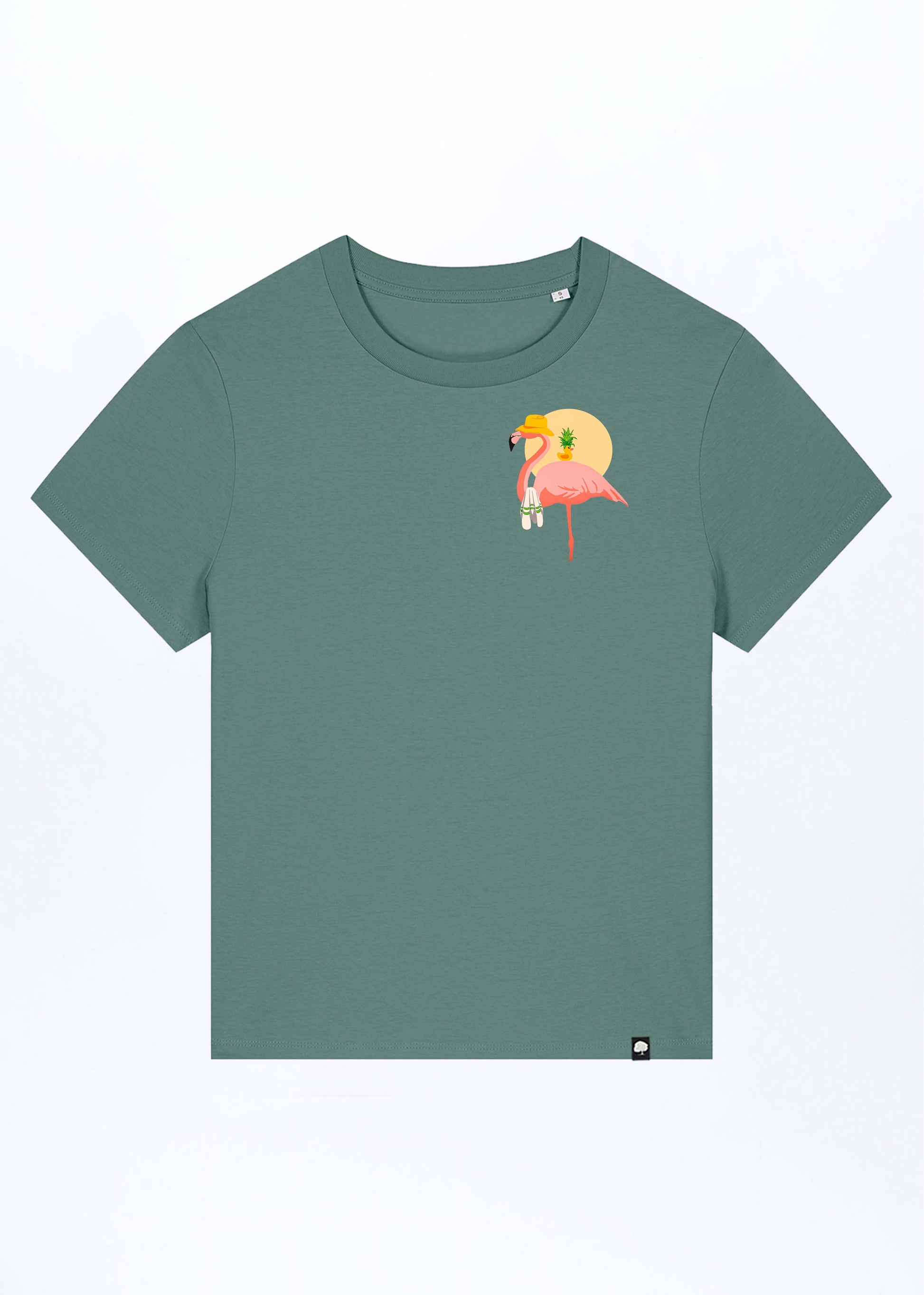 W-STTW172-Flamingo-Summer-Basic-T-Shirt-aus-Bio-Baumwolle-Bio-Fashion-CASSIMA-Green-Bay-Vorne