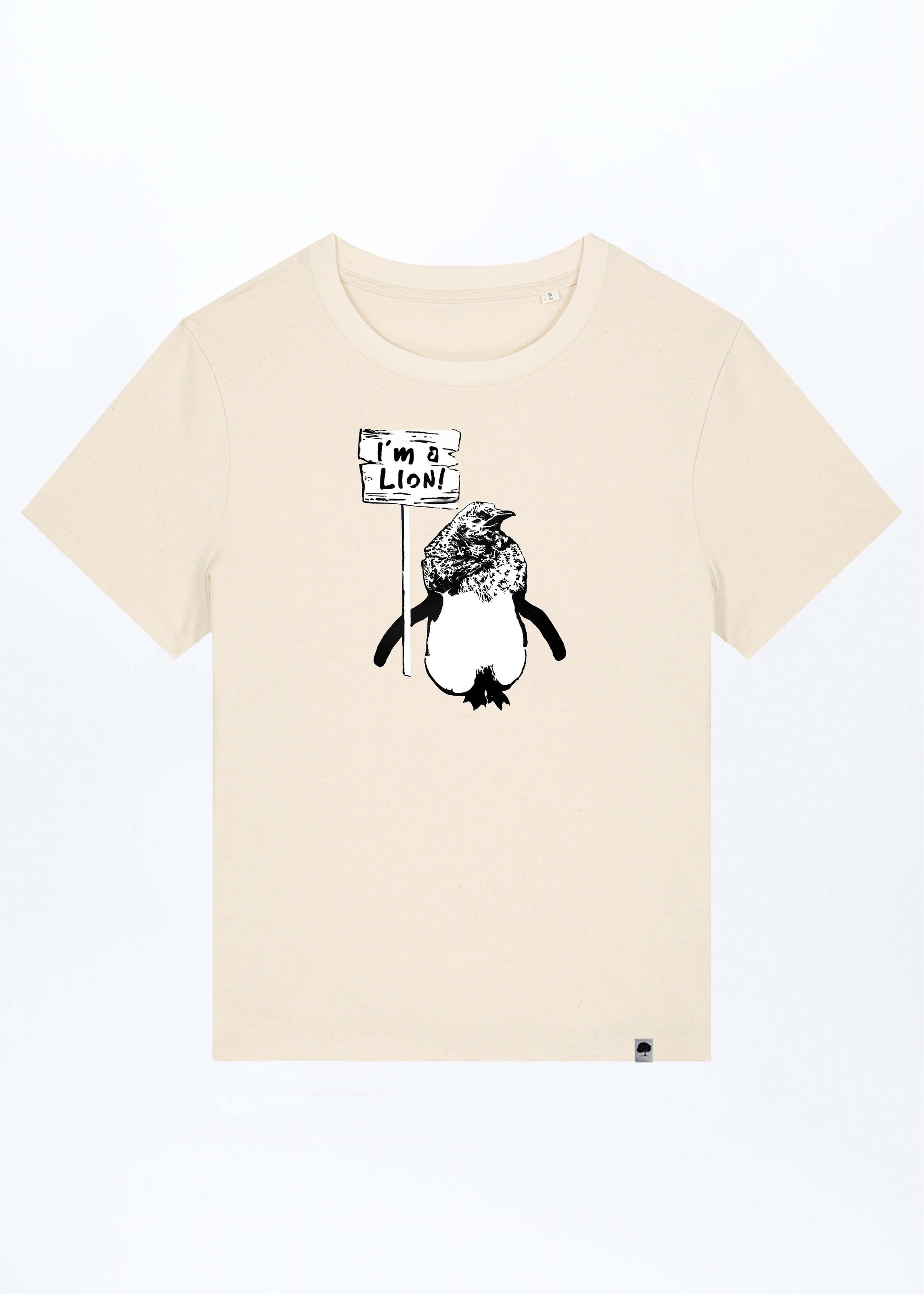 W-STTW172-I-Am-A-Lion-Basic-T-Shirt-aus-Bio-Baumwolle-Oeko-Mode-Online-CASSIMA-Natural-Raw-Vorne