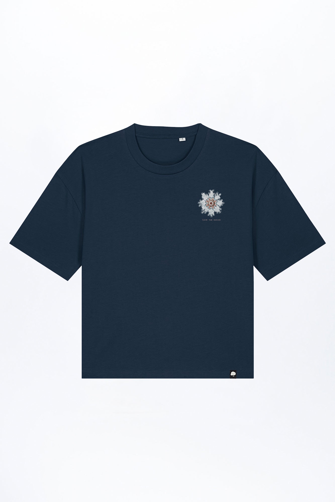 W-STTW175-Oversized-Boxy-T-Shirt-aus-Bio-Baumwolle-Bedrucktes-Design-Sea-flower-2-French-Navy