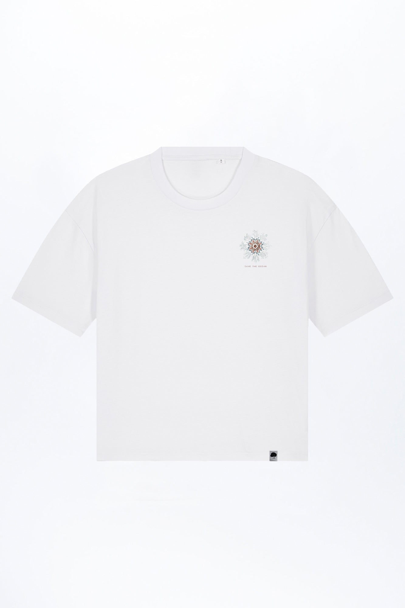 W-STTW175-Oversized-Boxy-T-Shirt-aus-Bio-Baumwolle-Bedrucktes-Design-Sea-flower-2-White