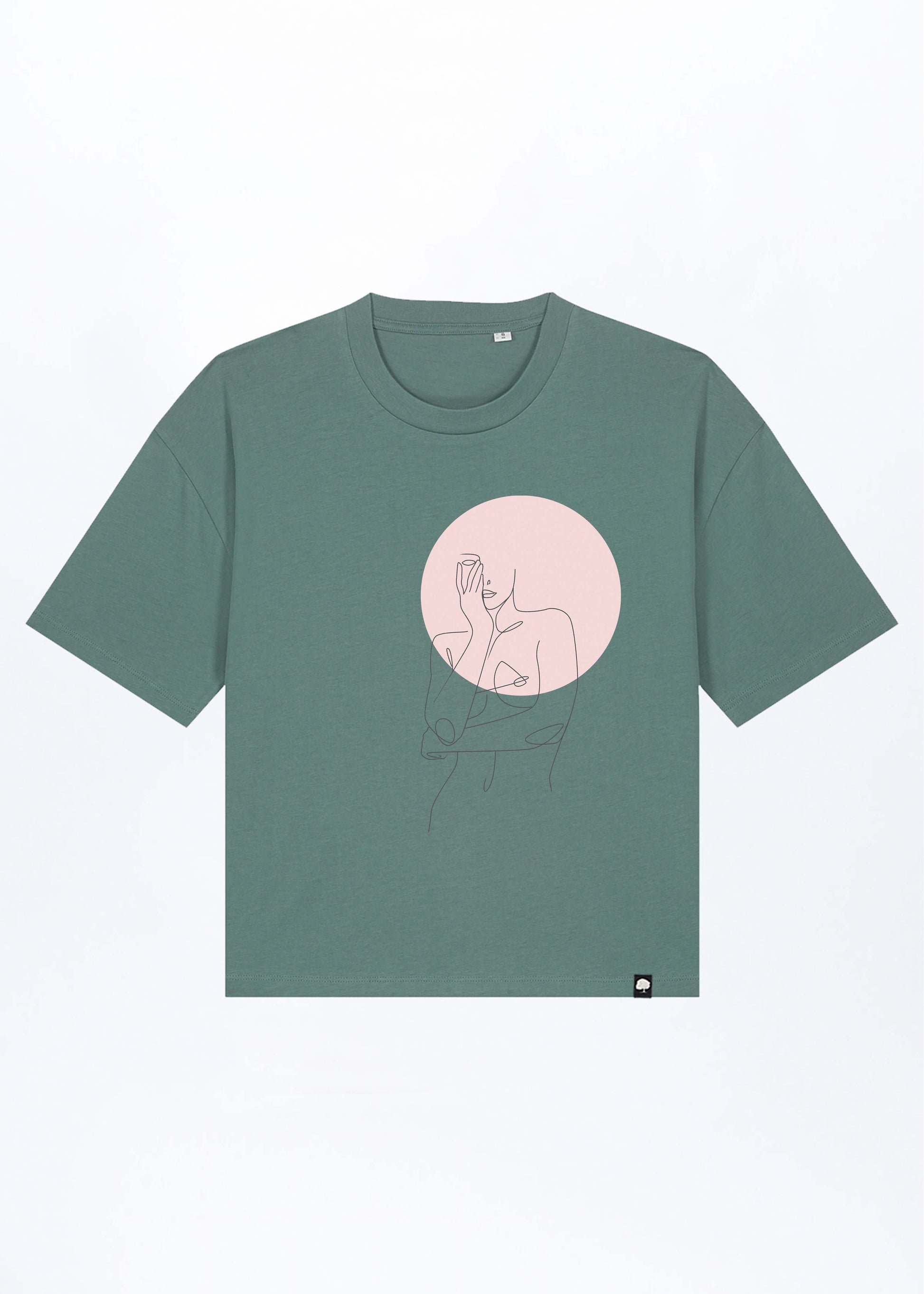 W-STTW175-Women-s-Circle-Boxy-Fit-T-Shirt-aus-Bio-Baumwolle-Faire-Mode-BOLLIVI-Green-Bay-Vorne