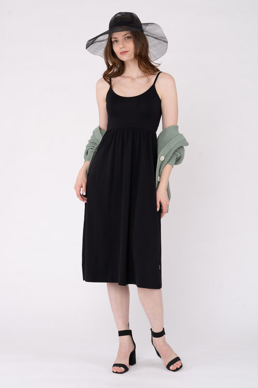 MODAL Kleid für Damen aus Bio Baumwolle Tencel in Black, Vorderansicht