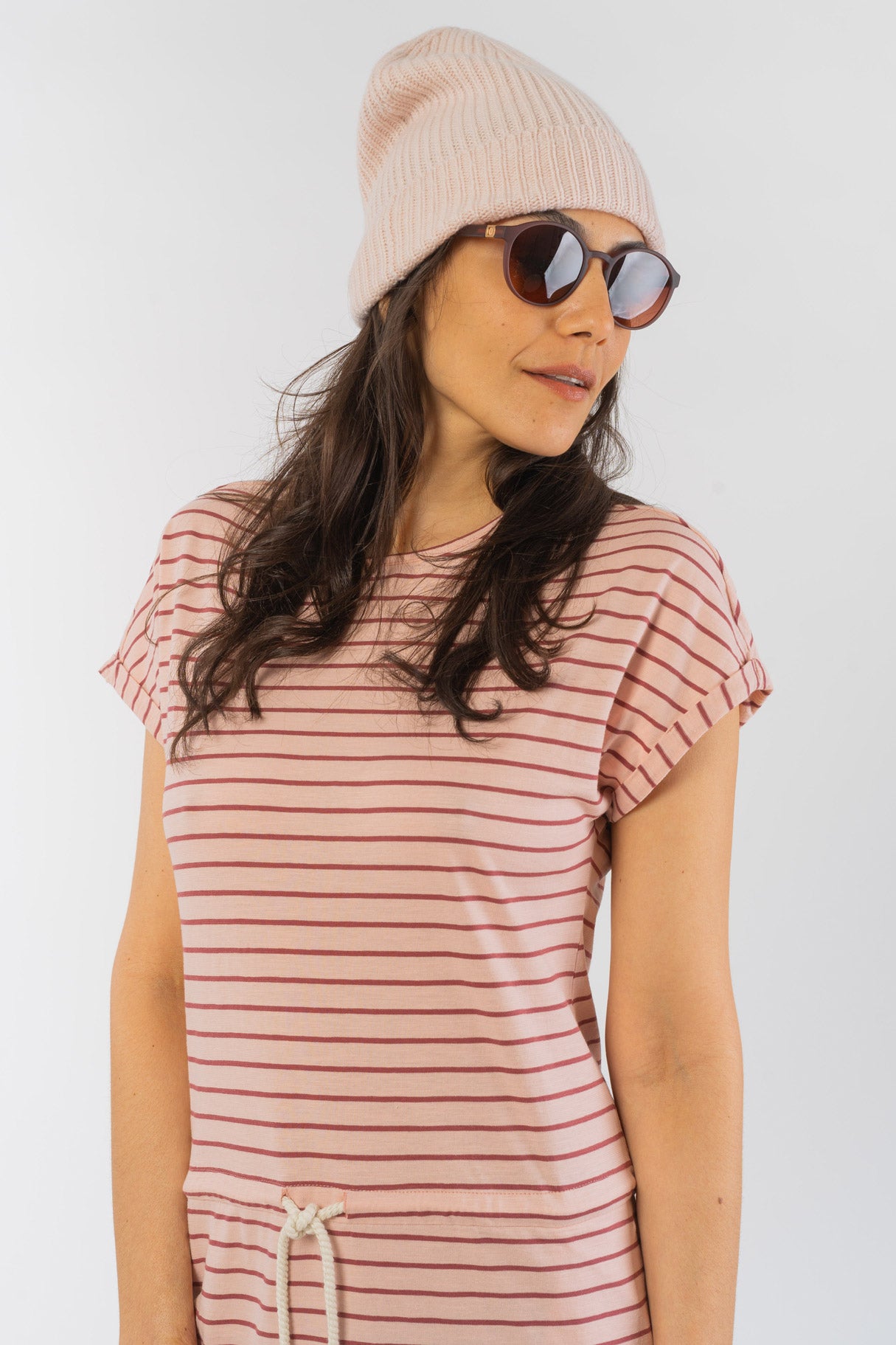 W-W121-05-Casual-Jerseydress-STRIPES-aus-Bio-Baumwolle-Fair-Trade-Kleidung-Frauen-DEVORA-Light-Rose-Dark-Rose-Vorne4