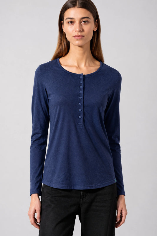 Henley Longsleeve aus Hanf & Bio Baumwolle