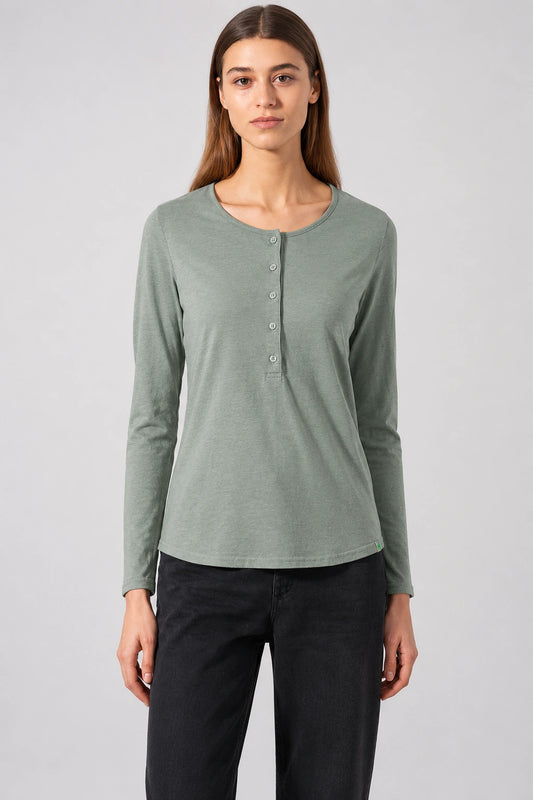 Henley Longsleeve aus Hanf & Bio Baumwolle