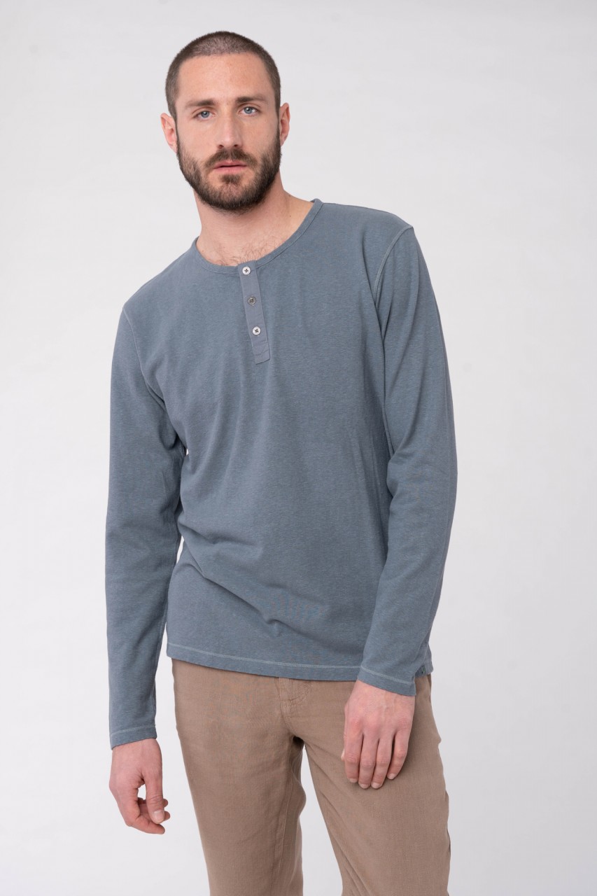 Henley Longsleeve aus Hanf & Bio Baumwolle