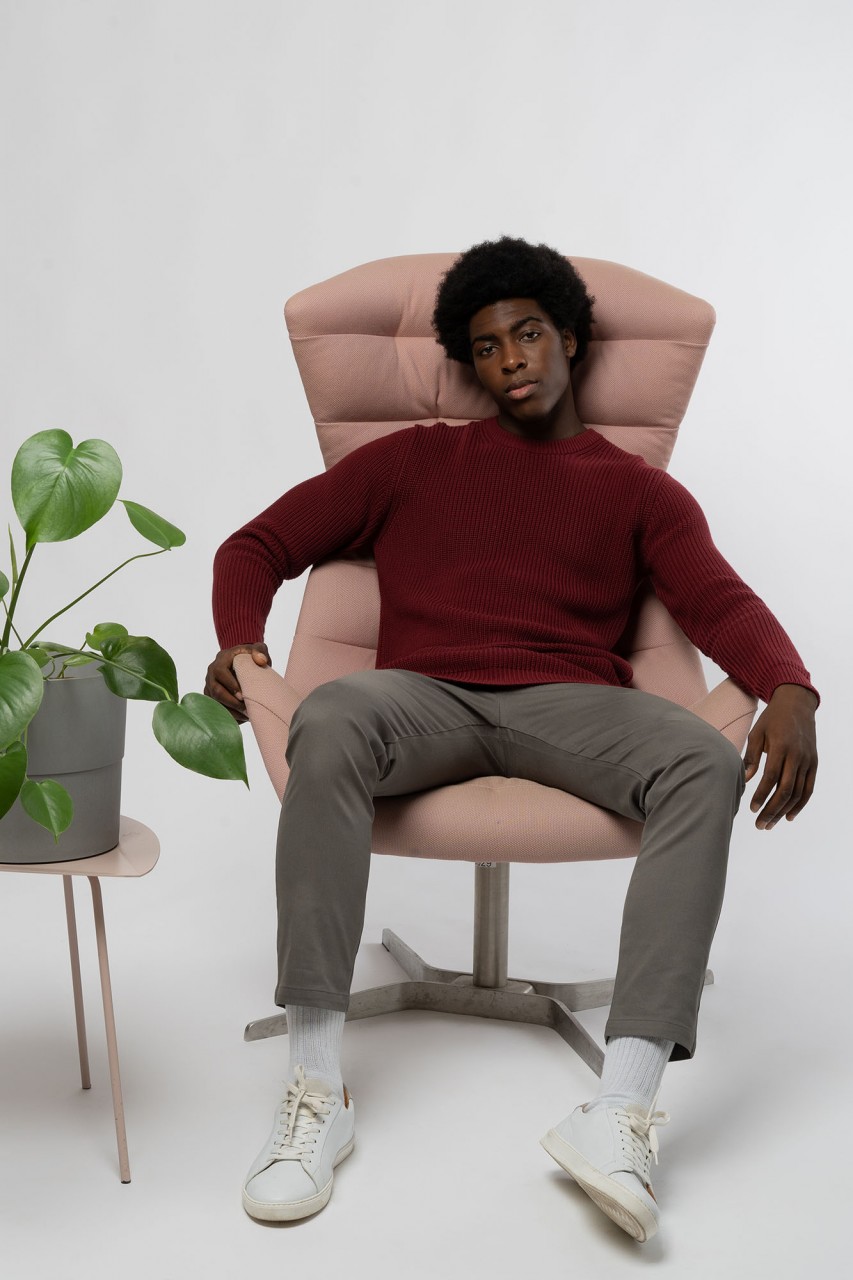 Rib knit sweater made from organic cotton