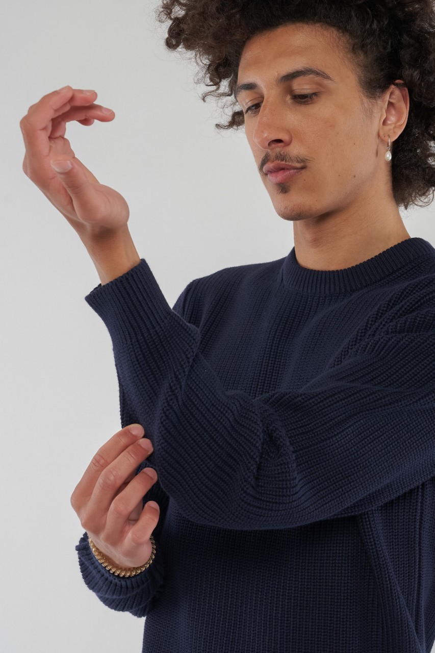 Rib knit sweater made from organic cotton